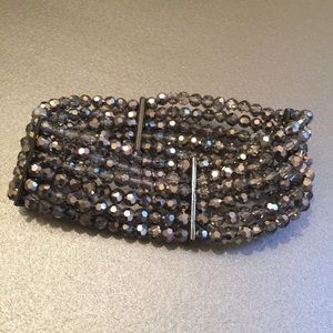 🔴 Sparkling Black/Grey Iridescent Bead Bracelet